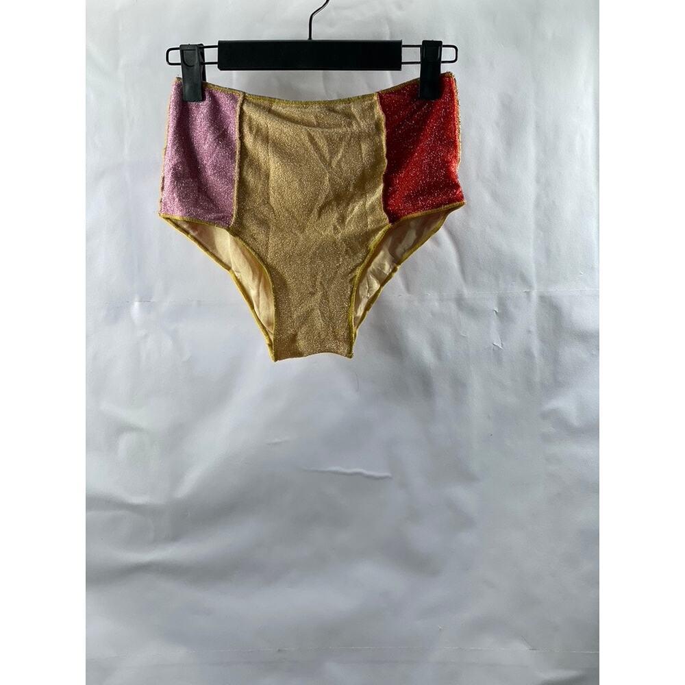 UNBRANDED Women's Tan-Red-Pink Colorblock Metallic Underwear SZ S